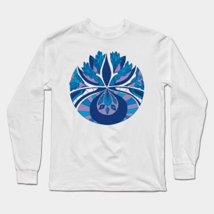 Mountain Blue Abstract Motif Long Sleeve T-Shirt